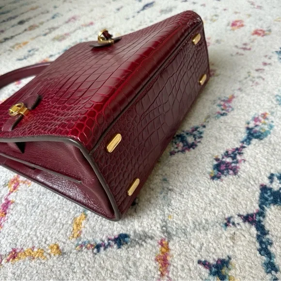 Tory Burch Lee Radziwill Embossed Small Double Bag in Roma Red - Picture 6 of 15